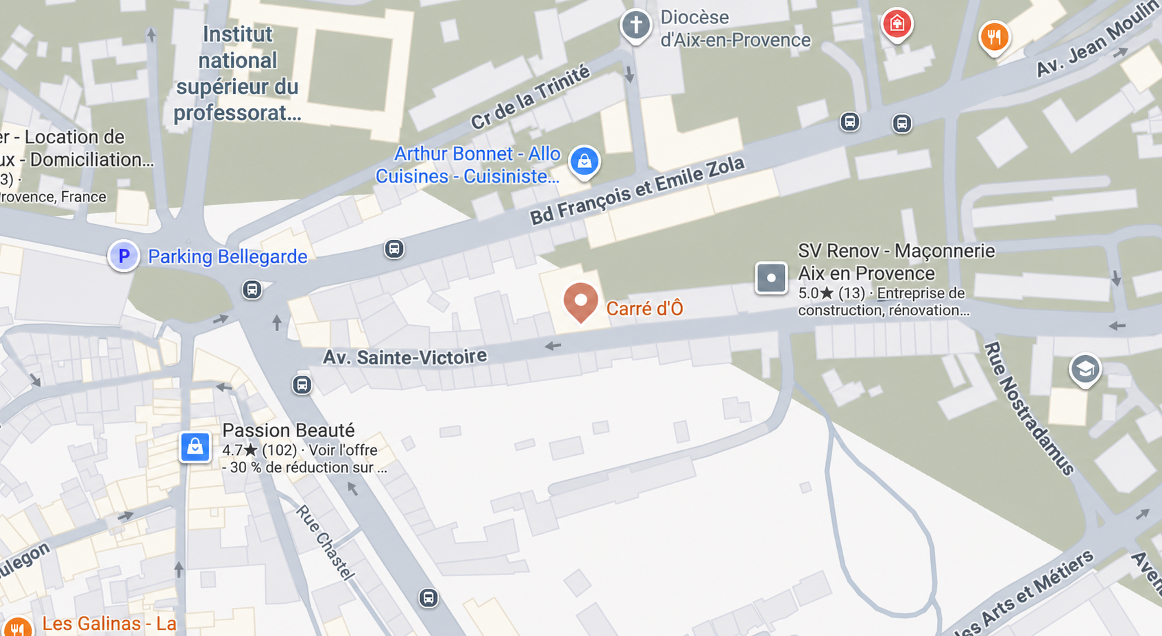 Plan des rues autour du Carré d’Ô